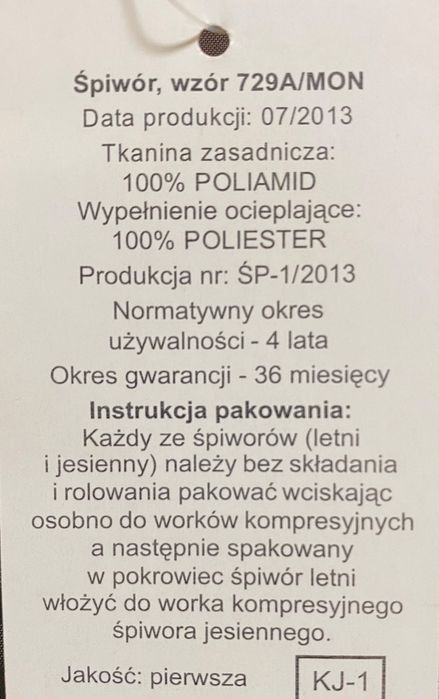 Śpiwór wojsk specjalnych 729A/MON