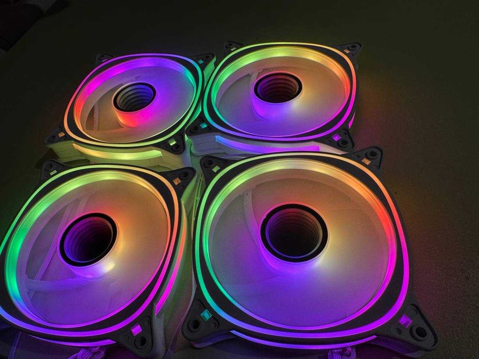 Вентилятори для ПК QUBE 120 мм (4 шт), Б/в, Білий колір, Підсвітка RGB