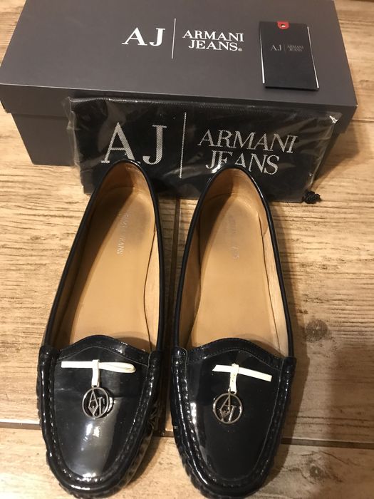 Skórzane oryginalne moksyny Armani 39