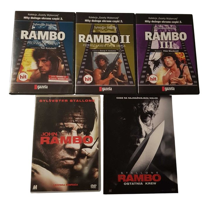Rambo 1-5 DVD Komplet Sylvester Stallone Filmy Sensacyjne Lektor PL