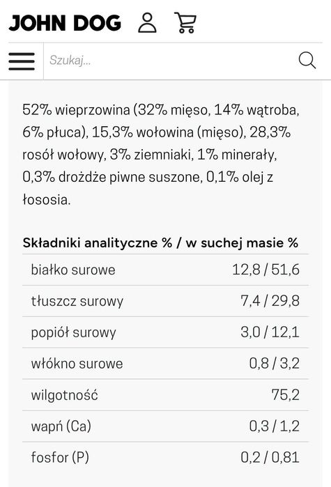 Karma John Dog 95% mięsa – 7x400g