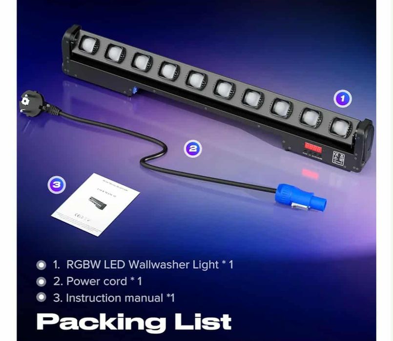 Oświetlenie sceniczne UKing Wallwasher 250 W LED RGBW 4 w 1 DMX512