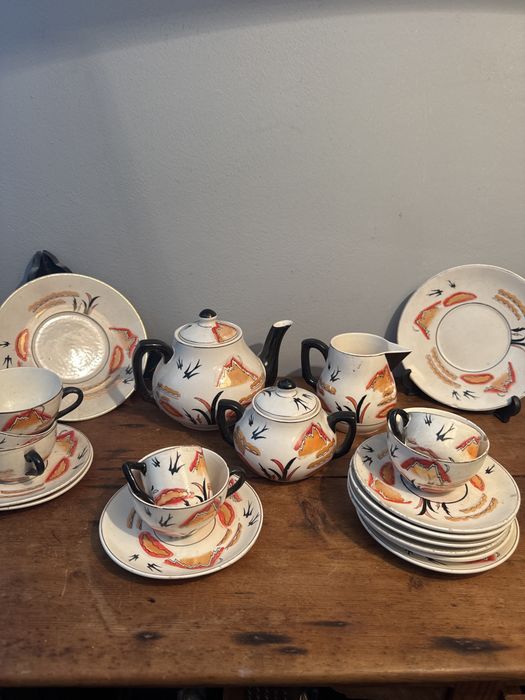 Raro Serviço de Chá Art Déco "Andorinhas" – Fábrica de Massarelos (Anos 20/30)