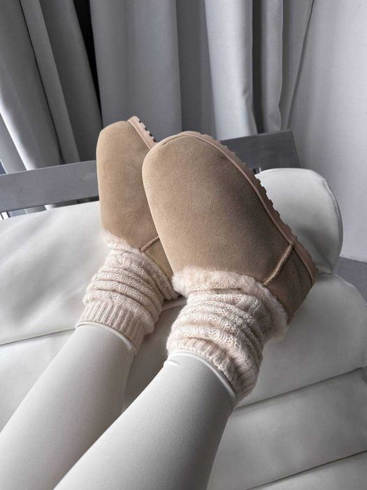 Уггі UGG Pumped Slide Beige premium | Угги натуральные жіночі