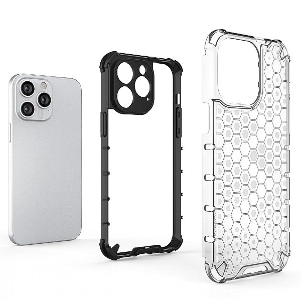 Honeycomb etui iPhone 14 Pro pancerny hybrydowy pokrowiec przezroczyst