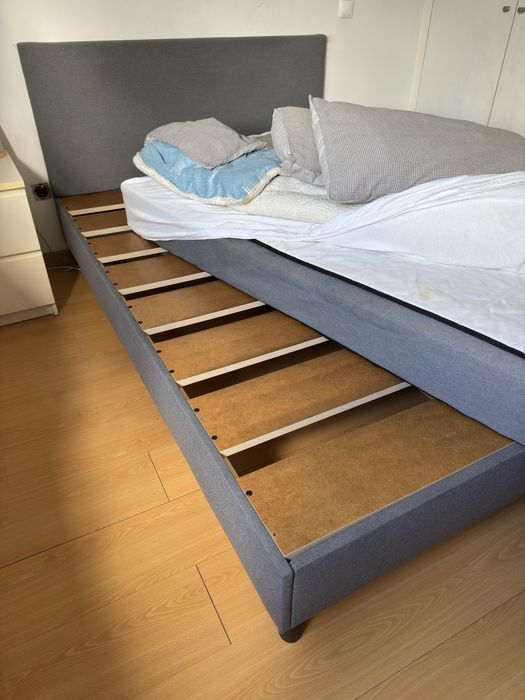 SÄBÖVIK Divan bed, firm/Vissle grey, 140x200 cm,+ colchão e capa