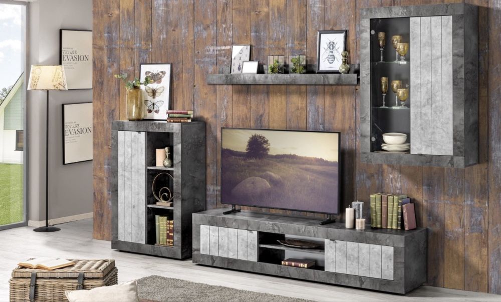Estante TV URBINO - Cor: Betão Escuro e Betão Claro