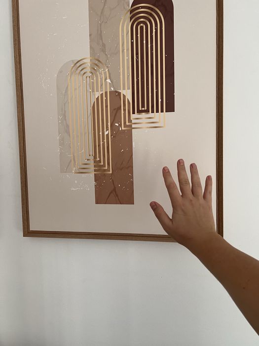 Conjunto 2 Quadros Leroy Merlin com Moldura Abstrato Art Gallery Geometry Filet ouro