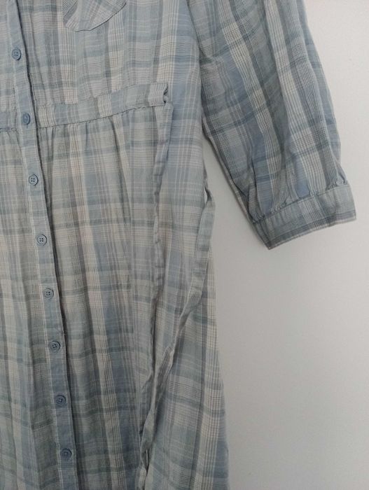 koszula ciążowa kratka błękitna