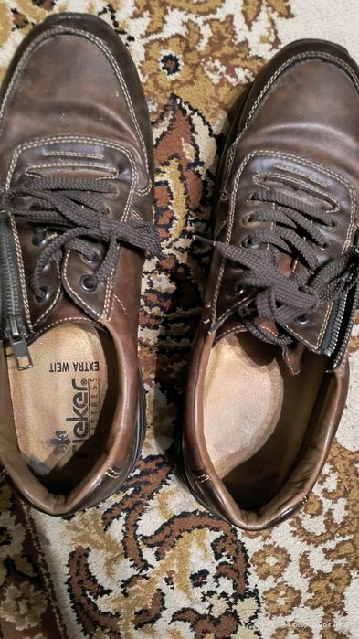 Шкіряні напівчеревики Rieker Antistress (р. 46) темно-коричневі