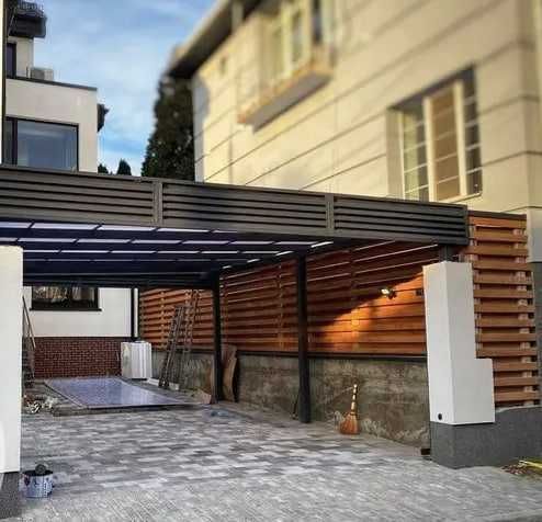 Навіс з металу на авто. Навіси для автомобілів. Навіс під машину.