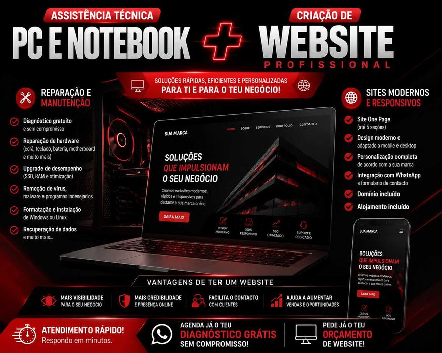 Assistência Técnica PC e Notebook | Formatação + Reparação + Criação de Website Profissional