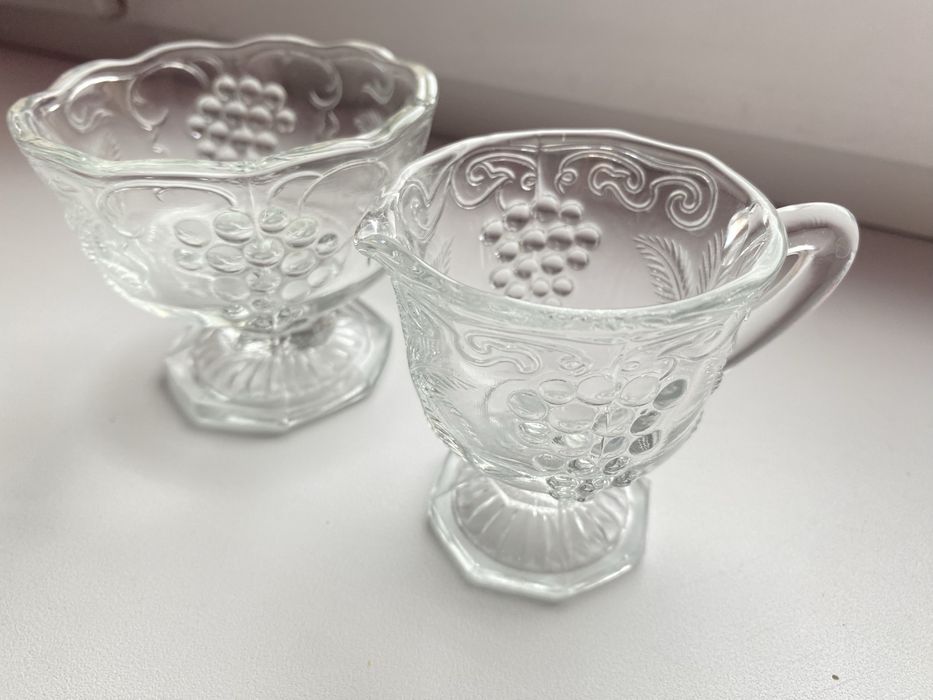 Набор для подачи соусов, художественное стекло, винтаж Чехословакия