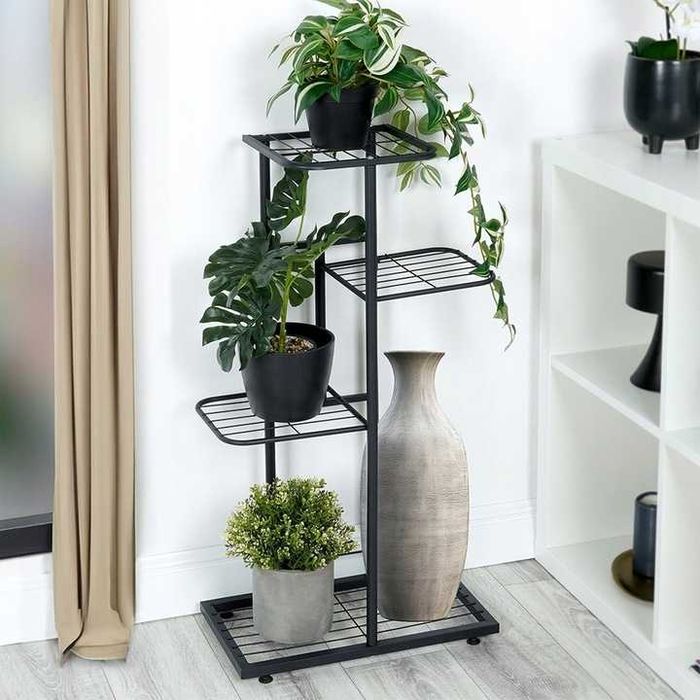 Kwietnik Metalowy 4-poziomowy Piętrowy Stojak Doniczki Rośliny Kwiatki