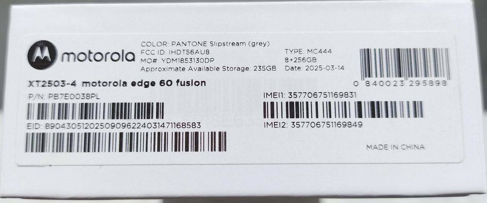 Motorola Edge 60 Fusion 8GB/256GB, szaro-niebieski, Nowy