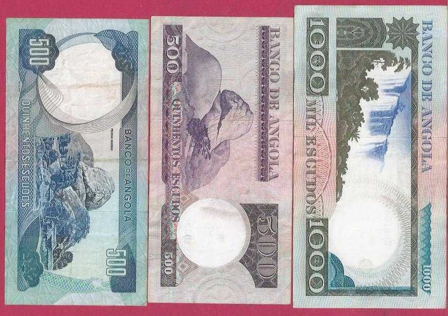 NOTAS 3 de  Angola 1.000  e 500 Escudos Bonitas