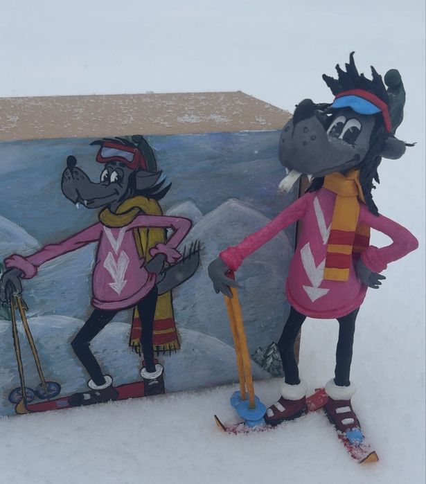 Ватні іграшки на ялинку з мультфільму "Ну, погоди!"