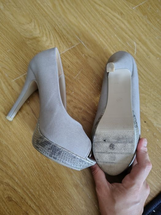 Szare szpilki 39 buty na obcasie buty z platformą