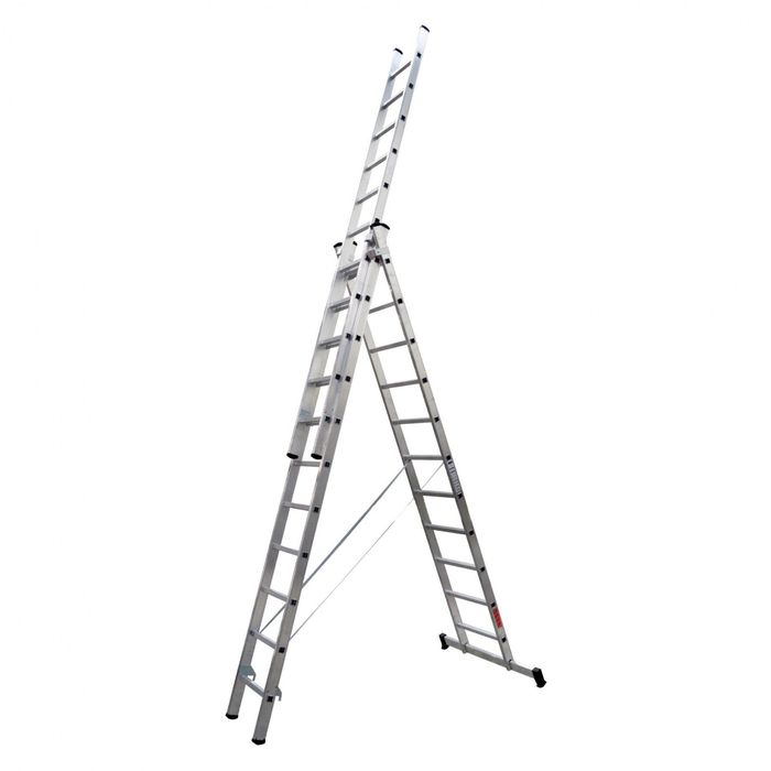 Escada Tripla Alumínio 3m+3m+3m | Degrau Quadrado... FÁBRICA