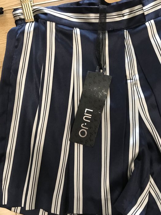 Szorty spodenki krótkie Liu Jo nowe jedwab S paski granat