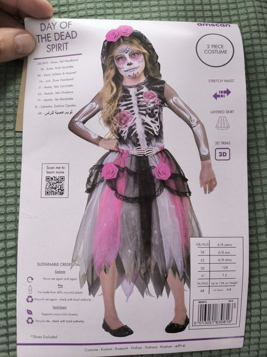 Kostium "trupia księżniczka"na halloween rozm od 116do 128