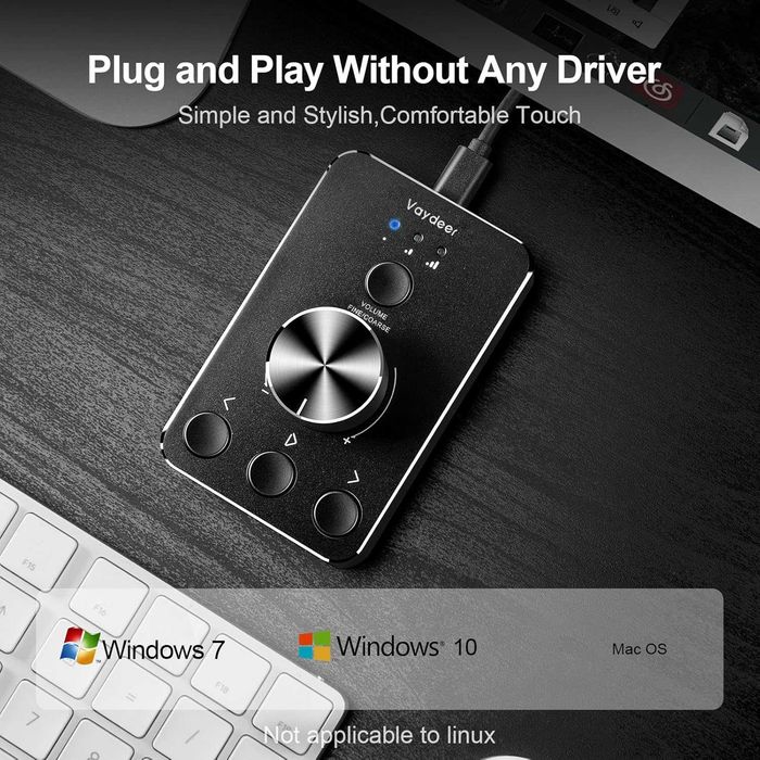 Vaydeer Regulacja głośności USB Adjuster audio do komputera głośników