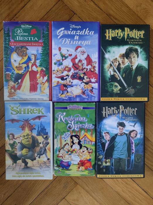 Kasety VHS - Harry Potter, Shrek, Disney