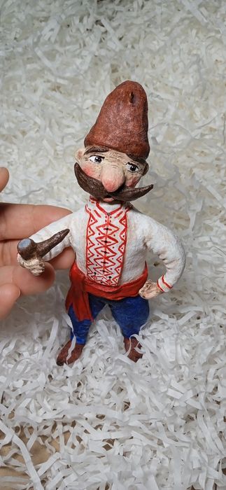 Козак Ватная игрушка на ёлку из ваты ручной работы