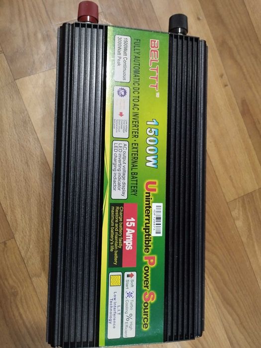 Инвертор Bellt 1500Вт с функцией зарядки + ак. Веста 12В, 60А. Новое.