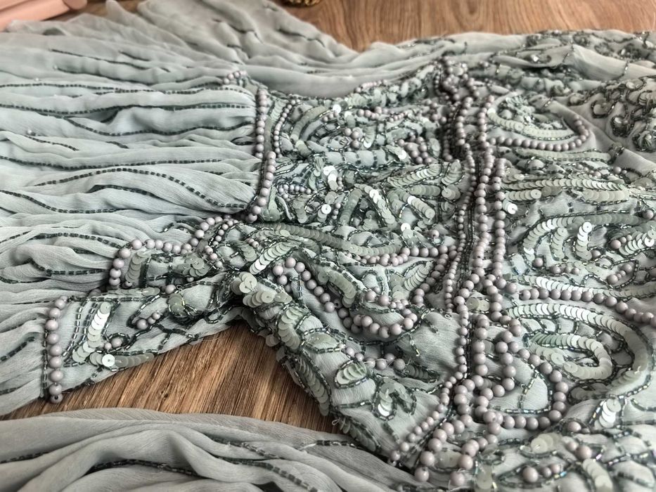 Asos piękna bogato zdobiona perełki 46 XXXL impreza wesele sylwester