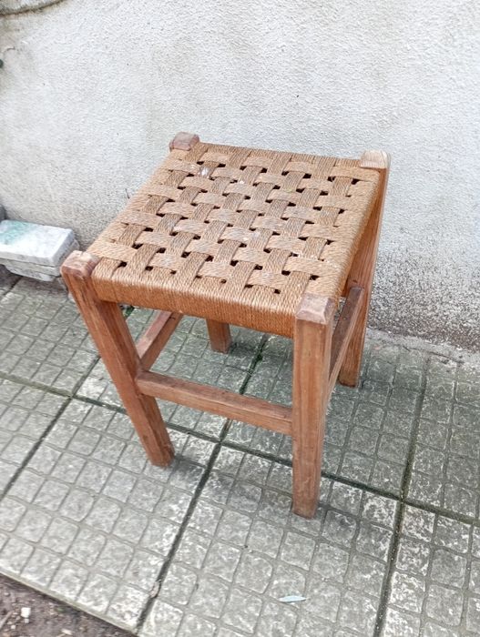 Mesa banco vintage rafia