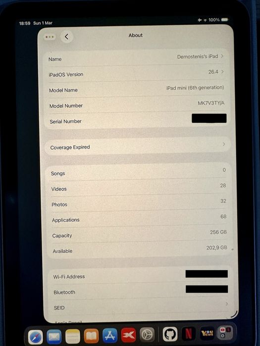 Ipad MINI 6 256g + Apple Pencil + Capa Apple