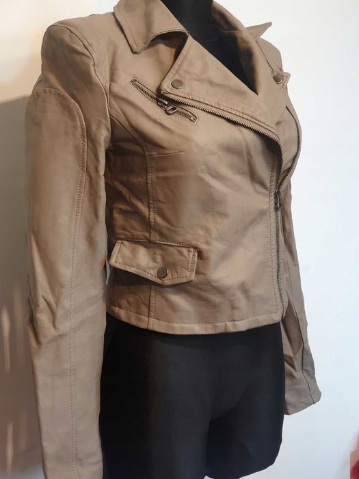 466 Nowa Ramoneska z syntetycznej skóry r.S flamant rose