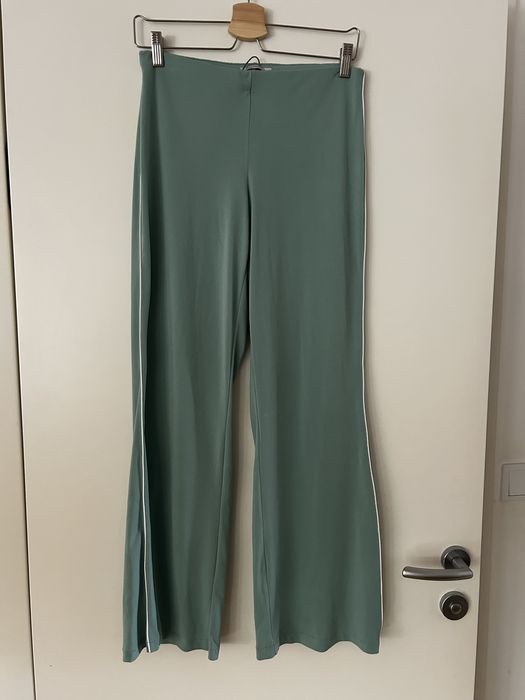 Spodnie Zara rozszerzane zielone S/M