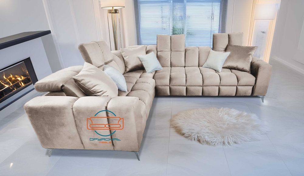 Producent ! Nowoczesny wygodny narożnik spanie zagłówki 80/2025