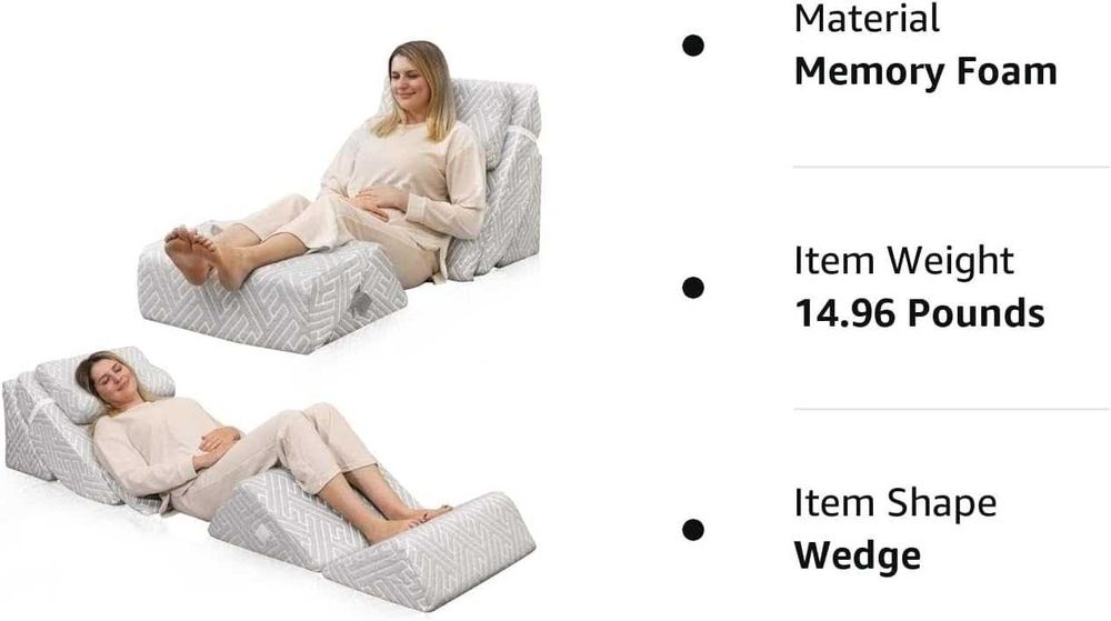Conjunto de Travesseiros Ortopédicos em Cunha para Cama, Travesseiro Ajustável de Espuma Viscoelástica para Pós-Cirurgia