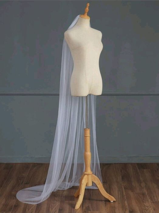 Welon ślubny biały 150cm na grzebieniu