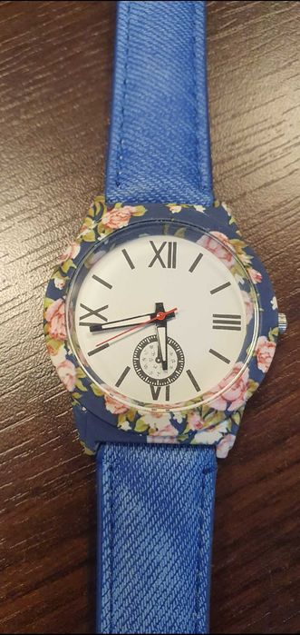 Jeansowy zegarek damski