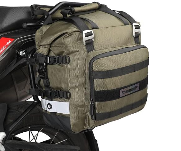 Rhinowalk Torba Motocyklowa Sakwa Boczna 20L Wodoodporna Roll Top Zielona