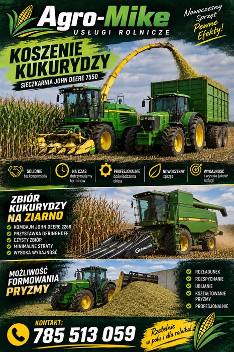 Koszenie kukurydzy na kiszonke oraz na ziarno