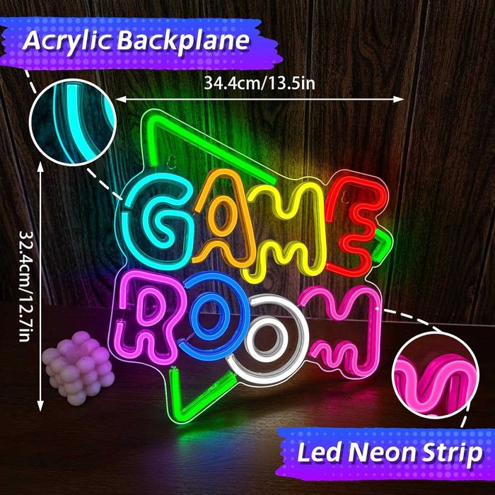 Letreiro Luminoso Decorativo para Gaming com Iluminação LED Néon em Base de Acrílico - Carregado por USB - Diferentes Frases e Temas