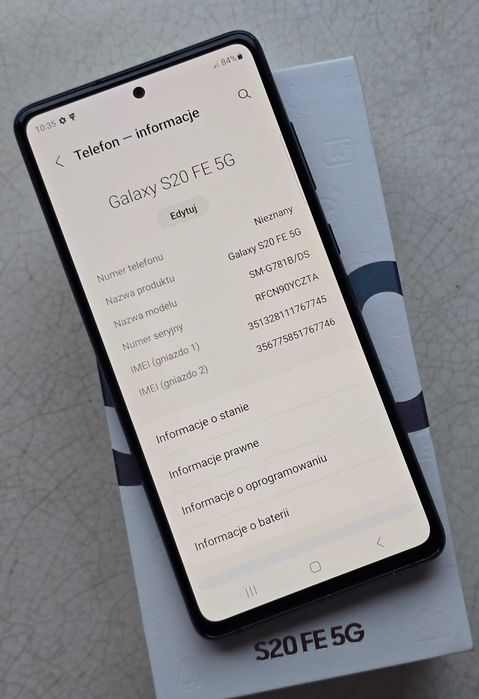 Samsung S20 FE 5G    128GB   kolor niebieski    stan idealny