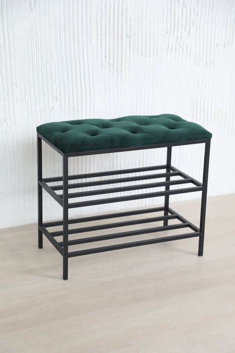 Банкетка для прихожей с мягким сиденьем, поличка для взуття, лавочка