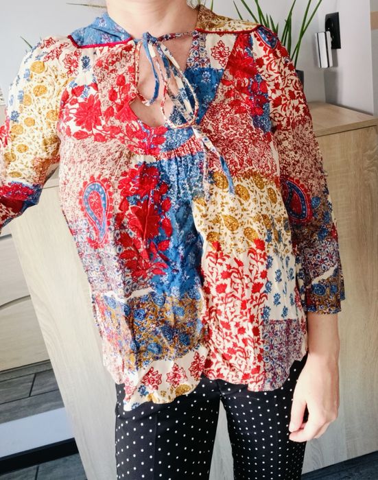 Bluzka boho, bluzka koszulowa, bluzka retro vintage, r. S