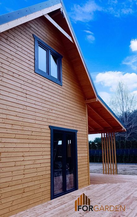 dom drewniany, całoroczny z poddaszem 35m2