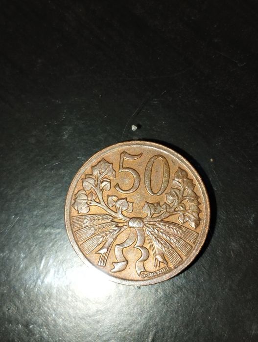 Moeda de 50 Hellers 1947 da Checoslováquia