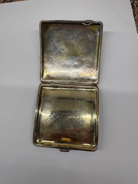 Antiga Cigarreira  Prata Sólida (73g) - Decoração Cão Terrier