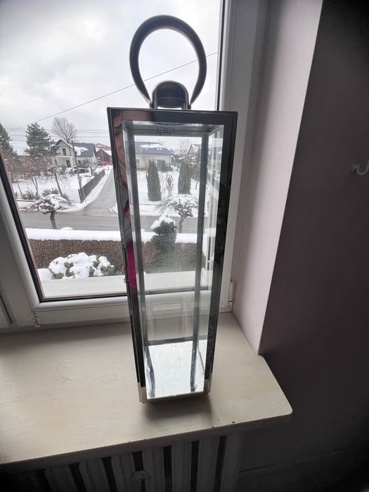 Srebrna latarnia lampion chrom glamour h=64 cm