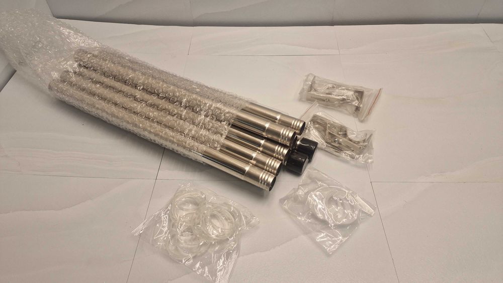 Karnisz pojedynczy metalowy 76 365 cm, srebrny, regulowany