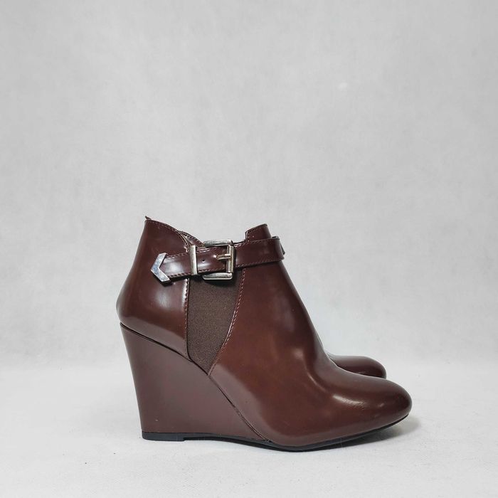 Botki damskie 39 czekoladowy brąz na koturnie C'M PARIS 26,0cm BD0202